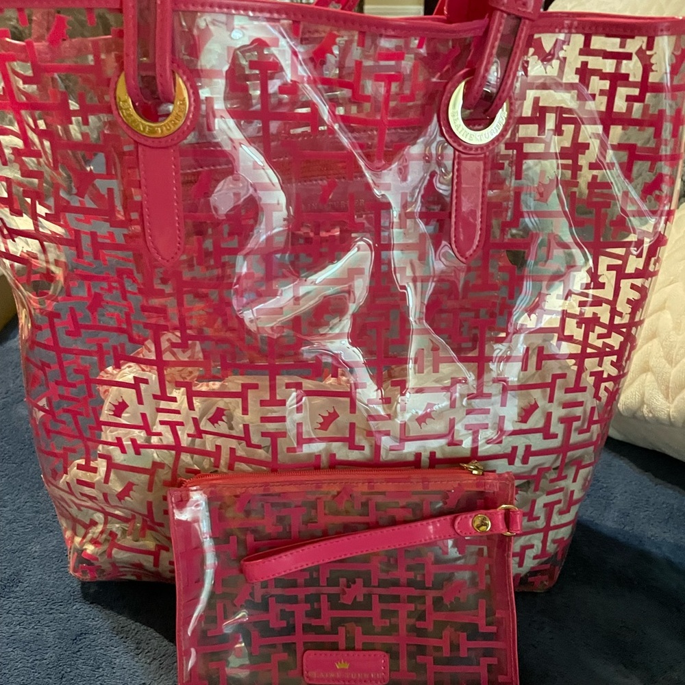 Clear tote from Elaine Turner with matching pouch